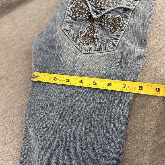 MISS ME - P50465K-3 Size 27 Rhinestone Cross Light Blue Skinny Denim A46 - Picture 13 of 16